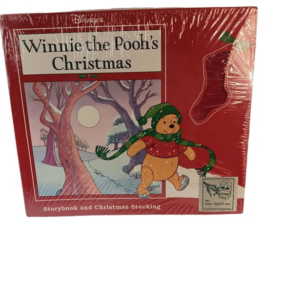 VTG Winnie the Pooh's Christmas Gift Box 1992 Storybook And Stocking New Sealed - Picture 6 of 8